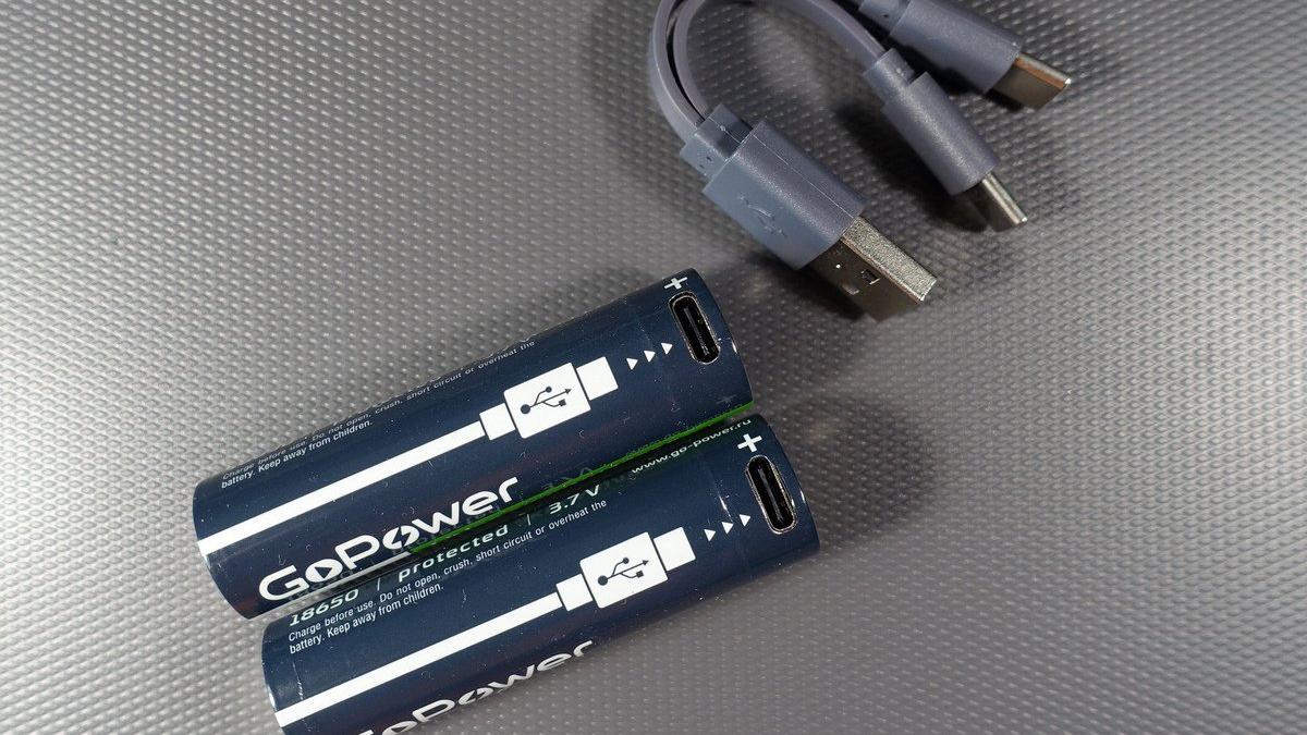 Аккумуляторы GoPower 18650 2000 mAh с зарядкой через Type-C